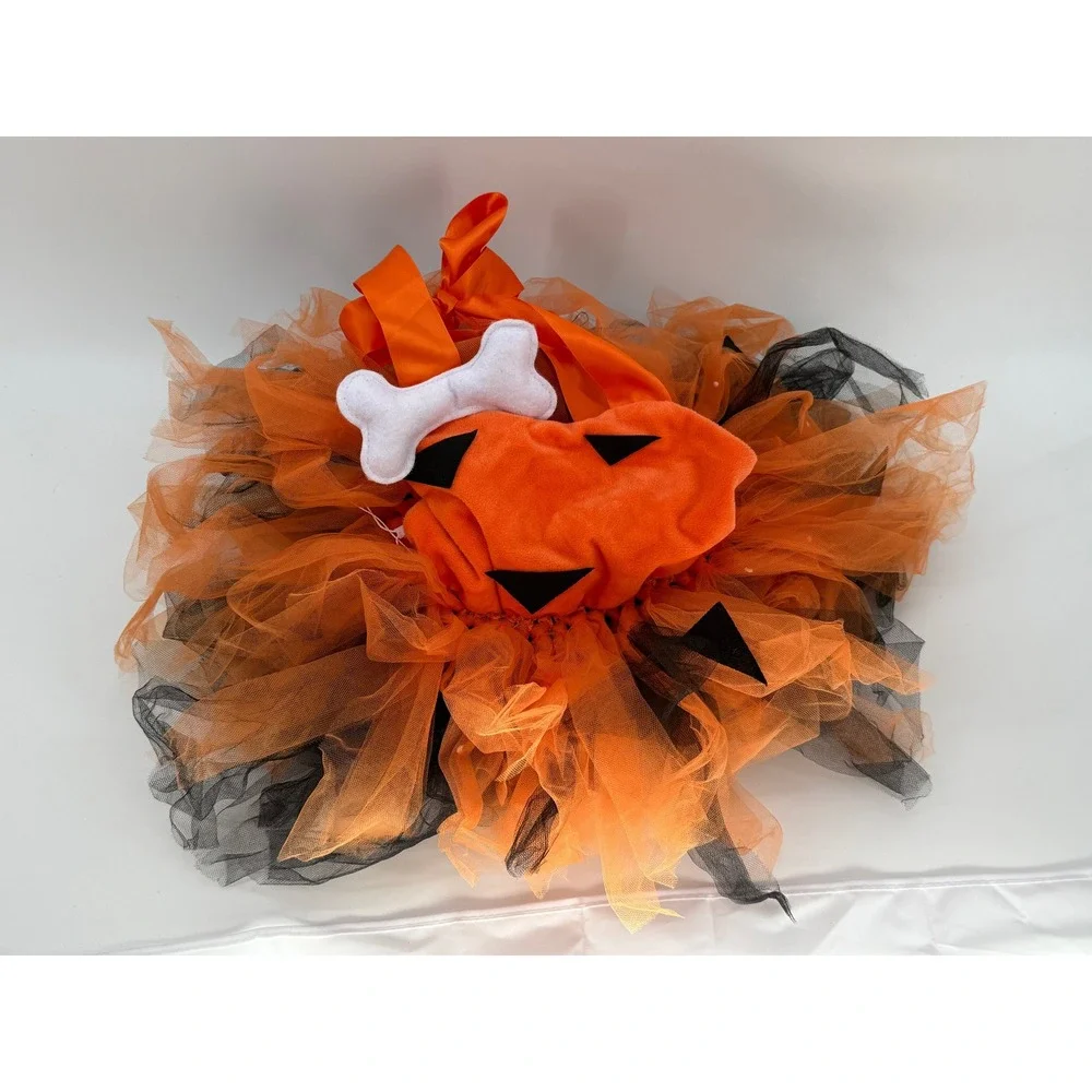 Girls Pumpkin Halloween Costume Skirt Orange Black Tulle 2T New Tutu World